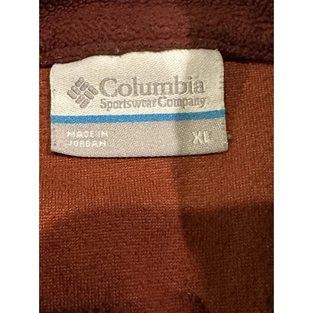 Columbia Fleece Two Tone Orange Pullover 1/4 Zip Mens Size XL Camping Hiking